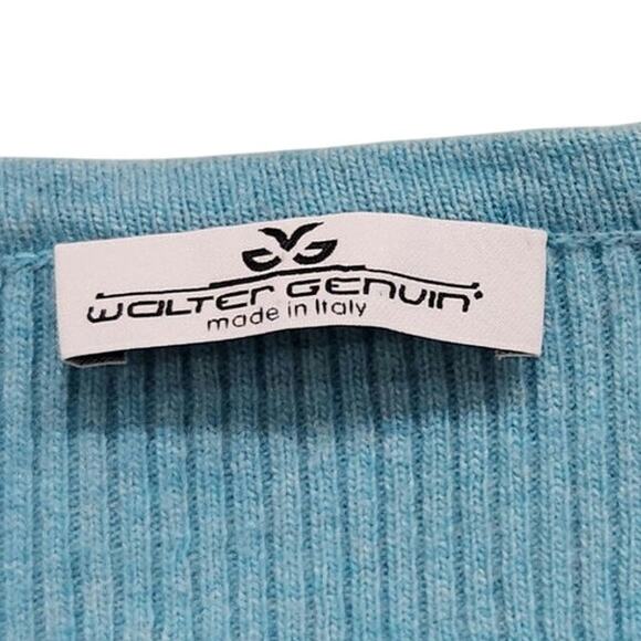 Walter Genuin Cable Knitted Ribbed Sleeveless V-Neck Sweater Blue Size M - Picture 6 of 9